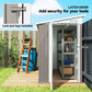 Outdoor Storage Shed Lean to Shed Outdoor Metal Tool Shed with Lockable Door and Air Vents, Dark Grey