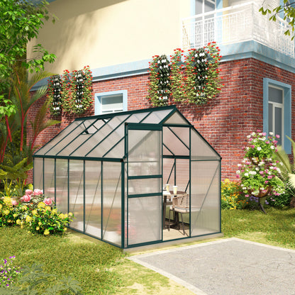 6' x 12' x 6.5' Green Polycarbonate Greenhouse with Roof Vent