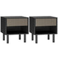 Modern Bedside Table with Drawer and Open Shelf, Sofa Side Table for Bedroom Living Room, Set of 2, Black