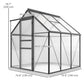 6' x 6' x 6.5' Polycarbonate Greenhouse, Walk-in Green House with Adjustable Roof Vent Galvanized Base Sliding Door Rain Gutter for Outdoor Garden Backyard, Grey