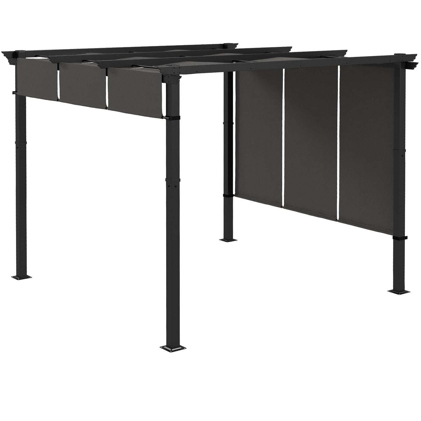 Metal Pergola, Outdoor Pergola with Retractable Canopy, for Garden, Patio, Backyard, Deck