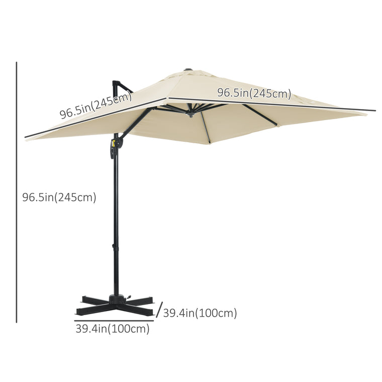 8' x 8' White Square Offset Umbrella with Crank & Tilt