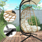 Double Wicker Egg Swing Chair with Canopy, Foldable Hanging Egg Chair with Stand Cushion Headrest, Beige