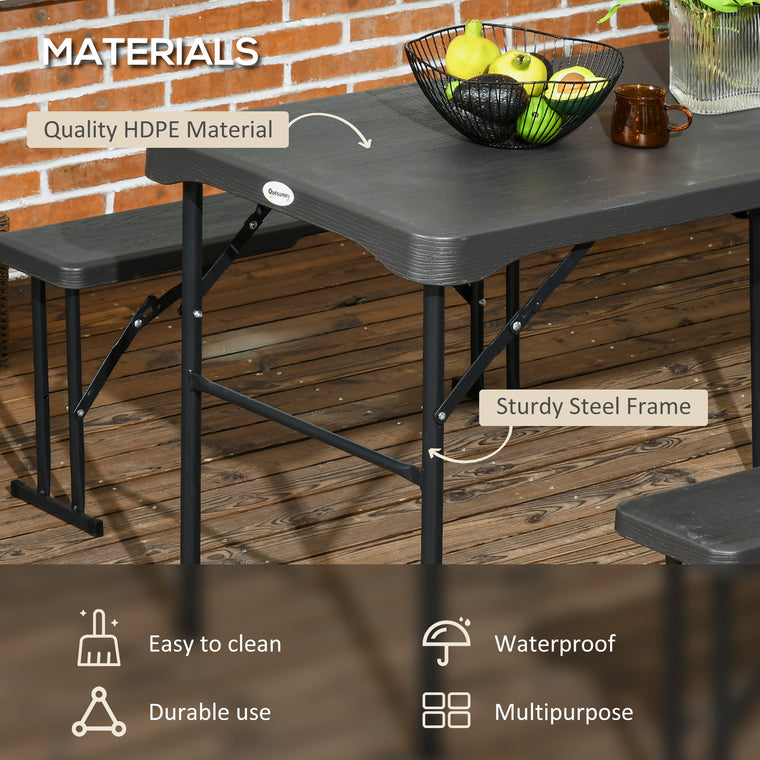 Folding Picnic Table with 2 Benches for 4