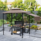 8' x 5' Grill Gazebo, Double Tiered Barbecue Grill Gazebo Shelter with Side Awning, 2 Side Shelves, 6 Hooks, Khaki
