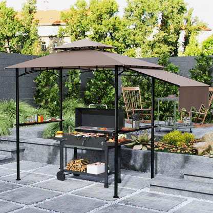 8' x 5' Khaki Grill Gazebo with Side Awning & Shelves