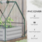 Steel Outdoor Raised Garden Bed with Greenhouse,Cover, Roll Up Door, Dual Use, 50"x37.4"x36.2", Clear