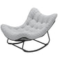 Oversized Rattan Patio Egg Chair, Outdoor Rocking Chair with Padded Cushion for Indoor, Porch, Grey