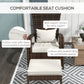 Wicker Adirondack Chair with Ottoman, Patio Cushioned Muskoka Chair with Armrests Brown/Cream White