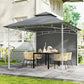10' x 10' Patio Gazebo, Double Roof Outdoor Gazebo Canopy Shelter with Storage, Hook, Metal Frame, Dark Grey