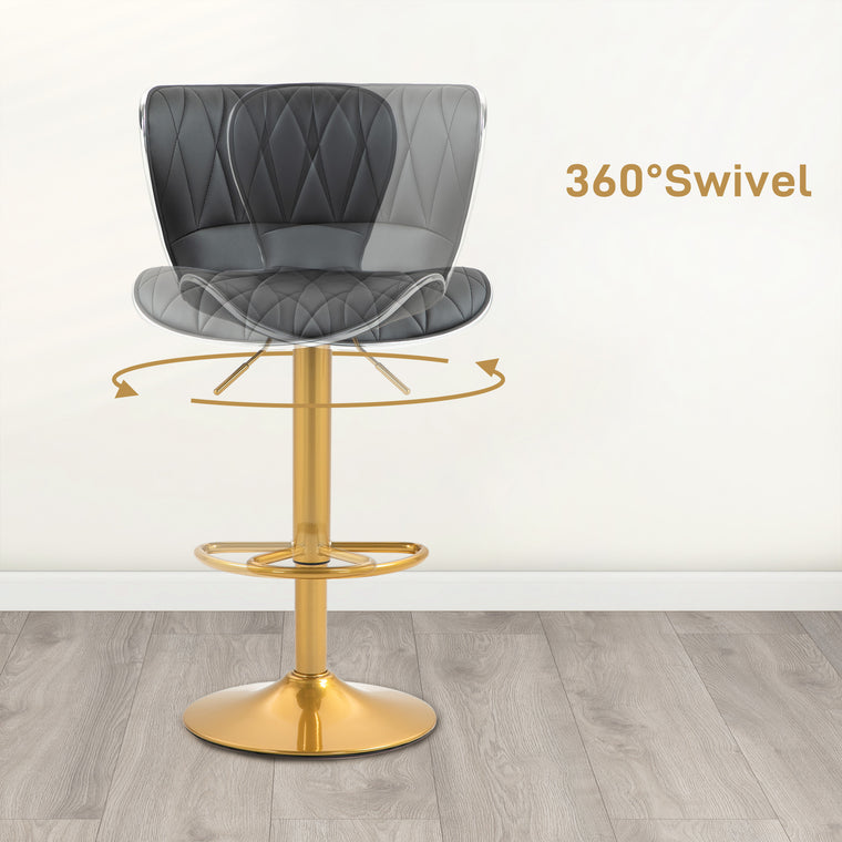 Counter Height Swivel Bar Stools Set of 2, PU Leather
