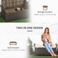2-In-1 Outdoor PE Rattan Storage Bench, 29 Gallon Patio Wicker Furniture, Basket Box with Handles and Cushion Dark Grey