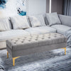 End of Bed Bench, Upholstered Bench, Entryway Shoe Bench with Button Tufted for Living Room, Bedroom, Grey