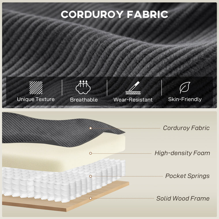Corduroy U-Shaped Sectional with Double Chaise