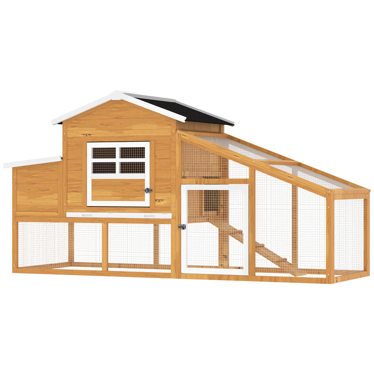 79" Brown Wooden Chicken Coop with Run & Nesting Box