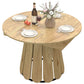Extendable Dining Table, Round to Oval Convertible Kitchen Table with Storage Shelf for Dining Room, Natural