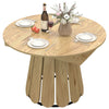 Extendable Round-to-Oval Dining Table with Shelf - Natural