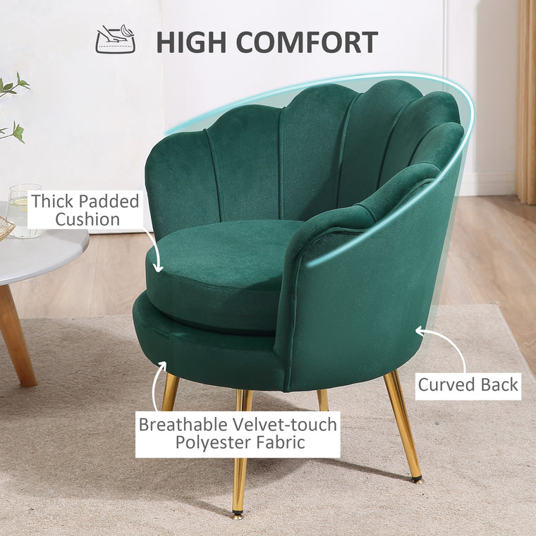 Velvet Accent Chair with Gold Legs