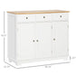 Modern Sideboard, Buffet Cabinet with Storage Cabinets, Drawers and Adjustable Shelves for Living Room, White