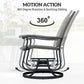 Rattan Patio Glider, Wicker Outdoor Glider Swivel Chair with Steel Frame, High Back for Backyard Porch, Grey