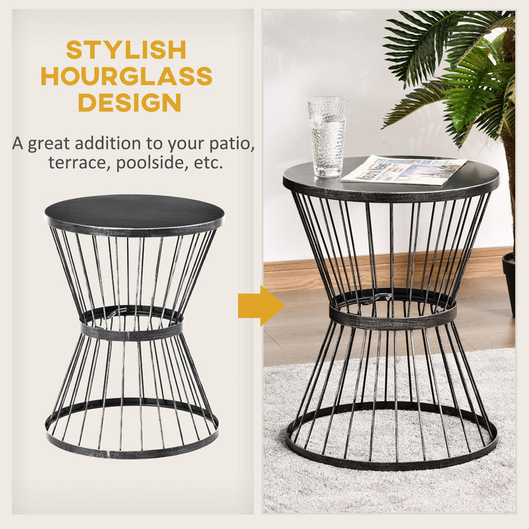16" Steel Side Table with Hourglass Design