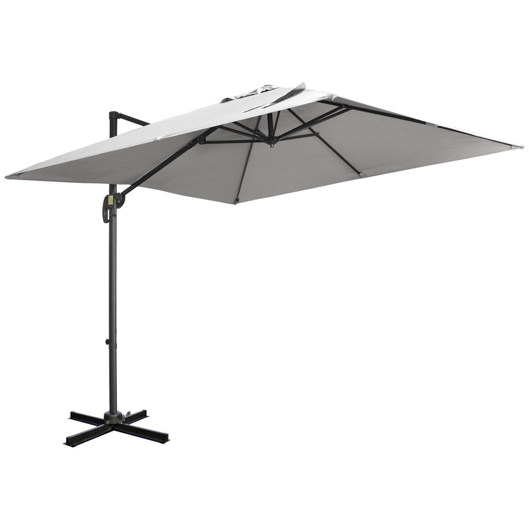 9ft Light Grey Square Cantilever Umbrella with Crank & Tilt