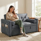 Pull Out Sofa Bed, Sleeper Sofa Couch with USB Ports, Small Linen Loveseat Futon Couch for Living Room, Dark Grey