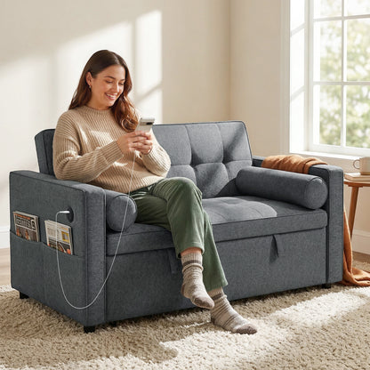 Pull-Out Sleeper Loveseat with USB Ports