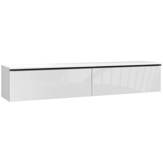 Wall-Mounted Floating TV Stand for 70" TVs - White