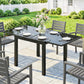 Aluminum Expandable Outdoor Dining Table with Tempered Glass Tabletop and Aluminum Frame, for Garden, Backyard, Black