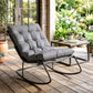 Outdoor Rocking Chair, Oversized Rocking Patio Chair with 25" Extra Wide Mesh Seat and Cushion, Dark Grey - Dark Grey
