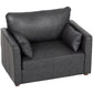 Accent Chair, PU Leather Armchair with Wide Seat, Spring Cushion, Rubberwood legs, 2 Pillows, Black