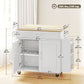 Kitchen Island with Storage, Rolling Kitchen Cart with Foldable Drop Leaf, Power Outlet and USB Ports, White