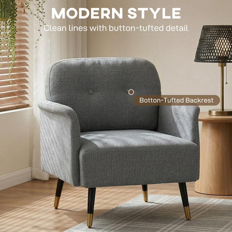 Tufted Accent Chair with Metal Legs