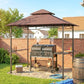 8' x 5' BBQ Grill Gazebo Tent with Double Tiered Canopy for Outdoor Sun Shade, Coffee