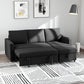 83" Pull-Out Sleeper Sectional with Storage Chaise - Black