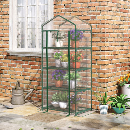 28" x 20" x 63" Transparent Greenhouse with 4-Tier Shelves