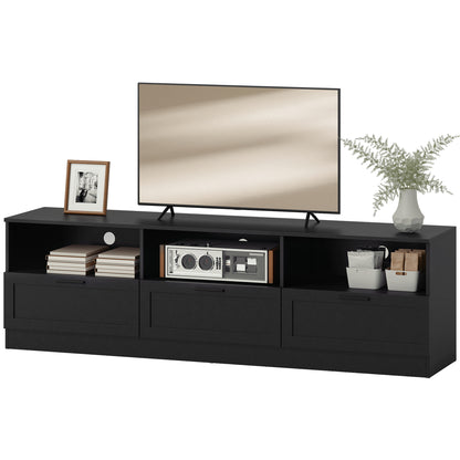 TV Stand with 3 Cabinets for TVs up to 85" - Black