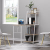 Computer Desk with Storage Sheves and Foldable Tabletop, Writing Desk for Home Office and Study, White, Natural