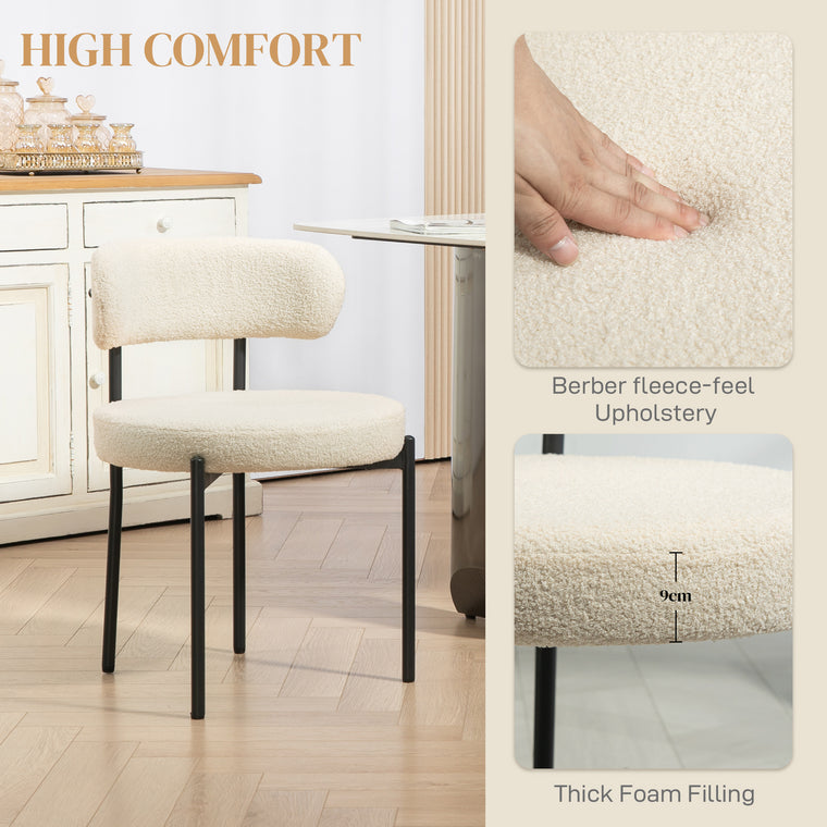Berber Fleece Dining Chairs Set of 2 with Steel Legs