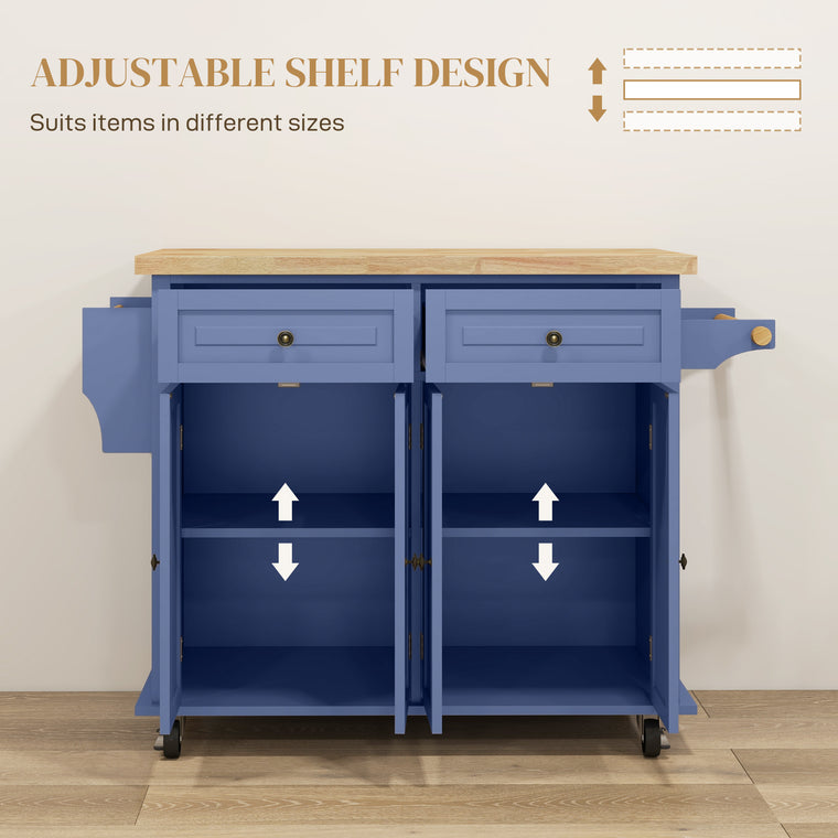 Rolling Kitchen Island Cart with Wood Top