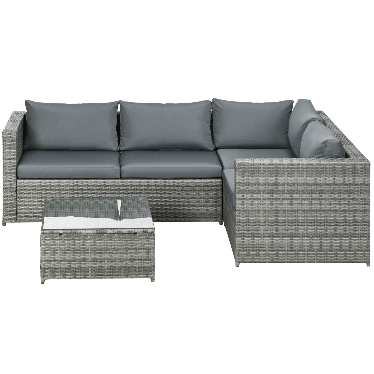 3 Pieces Rattan Wicker Outdoor Conversation Furniture Set w/ Loveseats Coffee Table Cushions for Garden, Patio, Beige