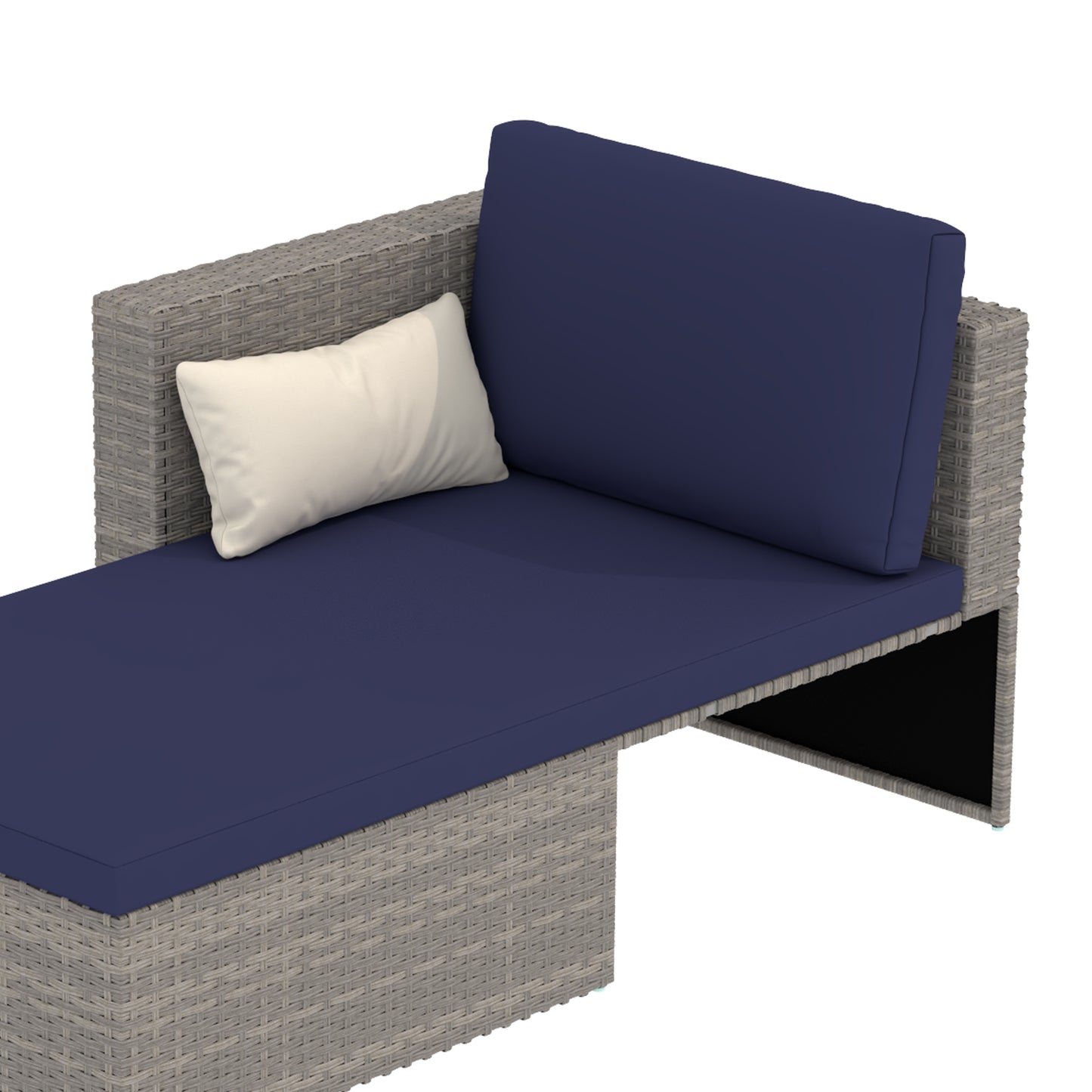 3pcs Modern Rattan Sofa Set, Wicker Patio Furniture Set with Coffee Table, Cushions, Pillows