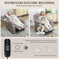 Massage Recliner Chair with Quiet Brushless Motor Pet-Friendly Fabric Power Recliner with 2 Memory Positions Brown