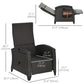 Outdoor Recliner Chair with Adjustable Backrest, Cushion, Side Tray, Black