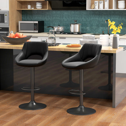 Faux Leather Swivel Bar Stools Set of 2