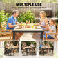 Aluminum Outdoor Dining Table for 6, Patio Rectangular Table, 47.2" x 35.4" x 29.1", Natural