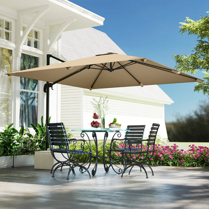 10FT Square Cantilever Umbrella with 360° Rotation