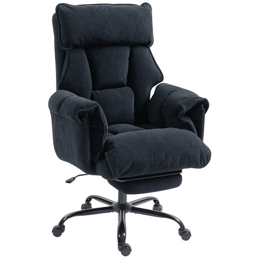 Office Chair with Footrest & Adjustable Headrest - Black