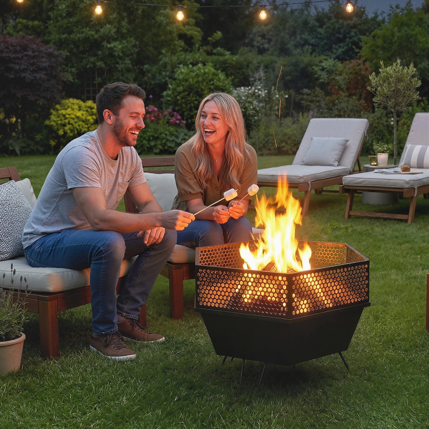20" Foldable Wood-Burning Fire Pit with Poker